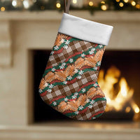 Polynesian Monstera Tiare Floral Christmas Stocking Chocolate Brown Tropical Plaid LT01 Set of 2 Brown - Polynesian Pride