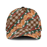 Polynesian Monstera Tiare Floral Classic Cap Chocolate Brown Tropical Plaid LT01 Universal Fit Brown - Polynesian Pride