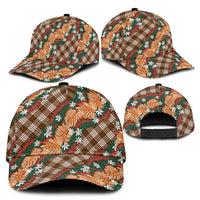 Polynesian Monstera Tiare Floral Classic Cap Chocolate Brown Tropical Plaid LT01 - Polynesian Pride