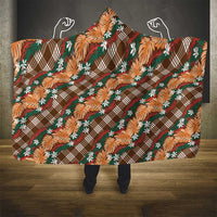 Polynesian Monstera Tiare Floral Hooded Blanket Chocolate Brown Tropical Plaid LT01 - Polynesian Pride