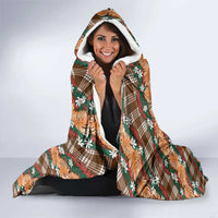 Polynesian Monstera Tiare Floral Hooded Blanket Chocolate Brown Tropical Plaid LT01 - Polynesian Pride