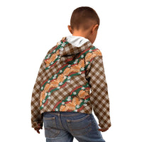 Polynesian Monstera Tiare Floral Kid Hoodie Chocolate Brown Tropical Plaid LT01 - Polynesian Pride