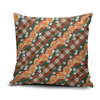 Polynesian Monstera Tiare Floral Pillow Cover Chocolate Brown Tropical Plaid LT01 Brown - Polynesian Pride