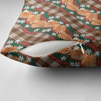 Polynesian Monstera Tiare Floral Pillow Cover Chocolate Brown Tropical Plaid LT01 - Polynesian Pride
