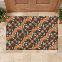 Polynesian Monstera Tiare Floral Rubber Doormat Chocolate Brown Tropical Plaid LT01 Brown - Polynesian Pride
