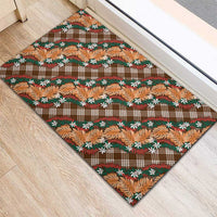 Polynesian Monstera Tiare Floral Rubber Doormat Chocolate Brown Tropical Plaid LT01 - Polynesian Pride