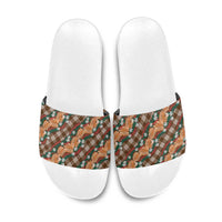 Polynesian Monstera Tiare Floral Slide Sandals Chocolate Brown Tropical Plaid LT01 Brown - Polynesian Pride