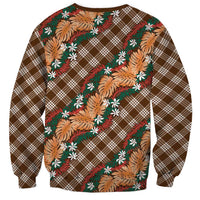 Polynesian Monstera Tiare Floral Sweatshirt Chocolate Brown Tropical Plaid LT01 - Polynesian Pride