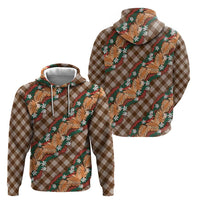 Polynesian Monstera Tiare Floral Zip Hoodie Chocolate Brown Tropical Plaid LT01 - Polynesian Pride