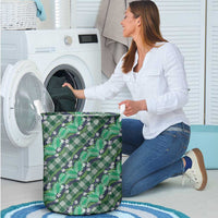 Polynesian Monstera Tiare Floral Laundry Basket Forest Green Tropical Plaid LT01 - Polynesian Pride