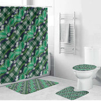Polynesian Monstera Tiare Floral Bathroom Set Forest Green Tropical Plaid LT01 Bathroom Set (4 pcs) Green - Polynesian Pride
