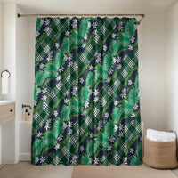 Polynesian Monstera Tiare Floral Bathroom Set Forest Green Tropical Plaid LT01 Shower Curtain Only Green - Polynesian Pride