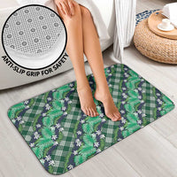 Polynesian Monstera Tiare Floral Bathroom Set Forest Green Tropical Plaid LT01 - Polynesian Pride