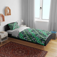 Polynesian Monstera Tiare Floral Bedding Set Forest Green Tropical Plaid LT01 - Polynesian Pride