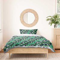 Polynesian Monstera Tiare Floral Bedding Set Forest Green Tropical Plaid LT01 - Polynesian Pride