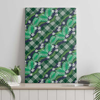 Polynesian Monstera Tiare Floral Canvas Wall Art Forest Green Tropical Plaid LT01 - Polynesian Pride