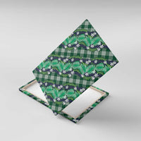 Polynesian Monstera Tiare Floral Canvas Wall Art Forest Green Tropical Plaid LT01 With Frame Green - Polynesian Pride