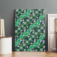 Polynesian Monstera Tiare Floral Canvas Wall Art Forest Green Tropical Plaid LT01 - Polynesian Pride