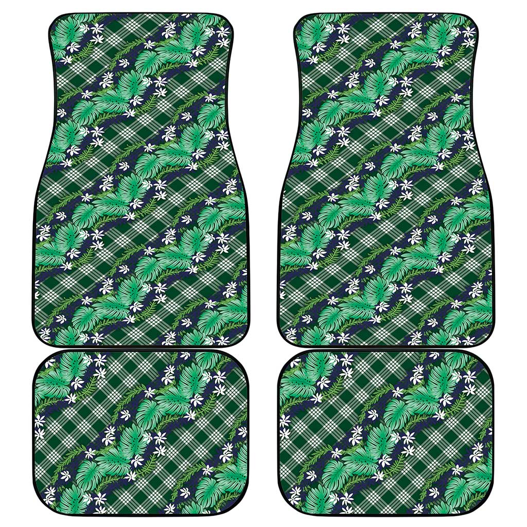 Polynesian Monstera Tiare Floral Car Mats Forest Green Tropical Plaid LT01 - Polynesian Pride