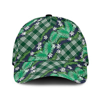 Polynesian Monstera Tiare Floral Classic Cap Forest Green Tropical Plaid LT01 Universal Fit Green - Polynesian Pride