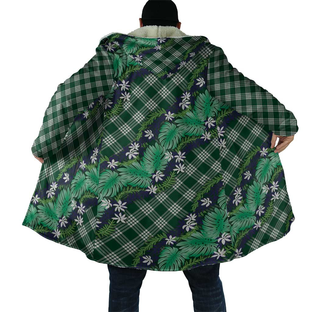 Polynesian Monstera Tiare Floral Cloak Forest Green Tropical Plaid LT01 - Polynesian Pride