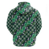 Polynesian Monstera Tiare Floral Hoodie Forest Green Tropical Plaid LT01 - Polynesian Pride