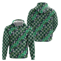 Polynesian Monstera Tiare Floral Hoodie Forest Green Tropical Plaid LT01 - Polynesian Pride