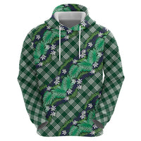 Polynesian Monstera Tiare Floral Hoodie Forest Green Tropical Plaid LT01 - Polynesian Pride
