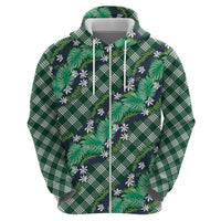 Polynesian Monstera Tiare Floral Hoodie Forest Green Tropical Plaid LT01 - Polynesian Pride