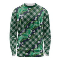 Polynesian Monstera Tiare Floral Long Sleeve Shirt Forest Green Tropical Plaid LT01 Unisex Green - Polynesian Pride