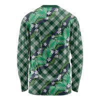Polynesian Monstera Tiare Floral Long Sleeve Shirt Forest Green Tropical Plaid LT01 - Polynesian Pride