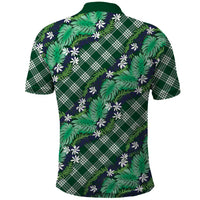 Polynesian Monstera Tiare Floral Polo Shirt Forest Green Tropical Plaid LT01 - Polynesian Pride