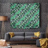Polynesian Monstera Tiare Floral Tapestry Forest Green Tropical Plaid LT01 Green - Polynesian Pride