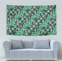 Polynesian Monstera Tiare Floral Tapestry Forest Green Tropical Plaid LT01 - Polynesian Pride