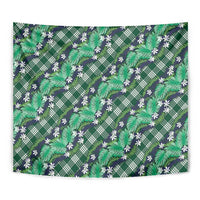 Polynesian Monstera Tiare Floral Tapestry Forest Green Tropical Plaid LT01 - Polynesian Pride