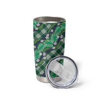 Polynesian Monstera Tiare Floral Tumbler Cup Forest Green Tropical Plaid LT01 - Polynesian Pride