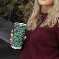 Polynesian Monstera Tiare Floral Tumbler Cup Forest Green Tropical Plaid LT01 - Polynesian Pride