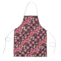 Polynesian Monstera Tiare Floral Apron Fuchsia Tropical Plaid LT01 Pink - Polynesian Pride