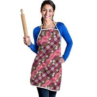 Polynesian Monstera Tiare Floral Apron Fuchsia Tropical Plaid LT01 - Polynesian Pride