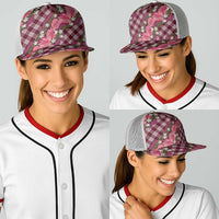 Polynesian Monstera Tiare Floral Baseball Net Cap Fuchsia Tropical Plaid LT01 - Polynesian Pride