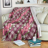Polynesian Monstera Tiare Floral Blanket Fuchsia Tropical Plaid LT01 Pink - Polynesian Pride