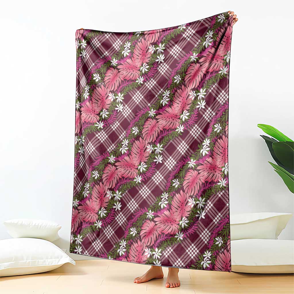 Polynesian Monstera Tiare Floral Blanket Fuchsia Tropical Plaid LT01 - Polynesian Pride