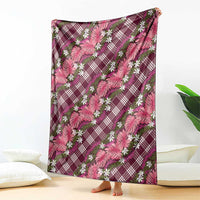 Polynesian Monstera Tiare Floral Blanket Fuchsia Tropical Plaid LT01 - Polynesian Pride