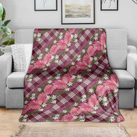 Polynesian Monstera Tiare Floral Blanket Fuchsia Tropical Plaid LT01 - Polynesian Pride