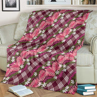 Polynesian Monstera Tiare Floral Blanket Fuchsia Tropical Plaid LT01 - Polynesian Pride