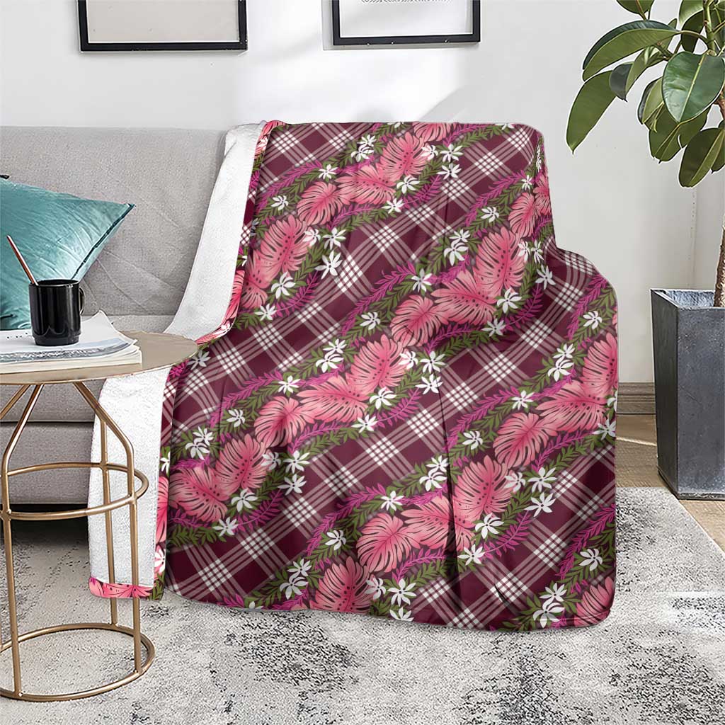 Polynesian Monstera Tiare Floral Blanket Fuchsia Tropical Plaid LT01 - Polynesian Pride