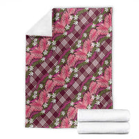Polynesian Monstera Tiare Floral Blanket Fuchsia Tropical Plaid LT01 - Polynesian Pride