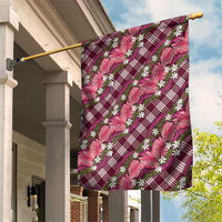 Polynesian Monstera Tiare Floral Garden Flag Fuchsia Tropical Plaid LT01 House Flag Pink - Polynesian Pride