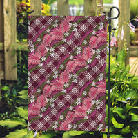 Polynesian Monstera Tiare Floral Garden Flag Fuchsia Tropical Plaid LT01 Garden Flag Pink - Polynesian Pride