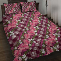 Polynesian Monstera Tiare Floral Quilt Bed Set Fuchsia Tropical Plaid LT01 Pink - Polynesian Pride